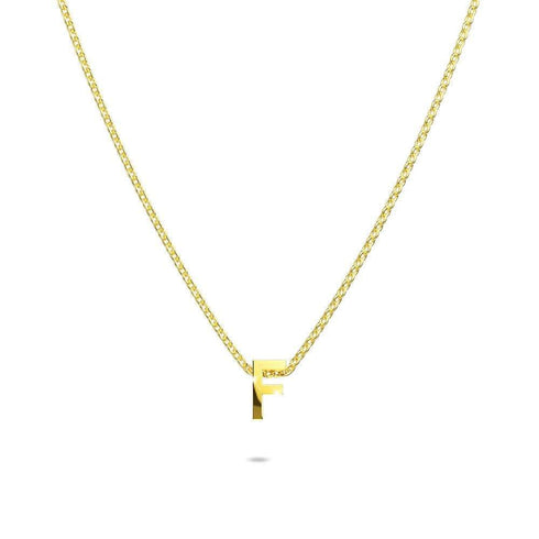 Initials Brick Alphabet Letter Necklace Gold Layered Steel Jewellery